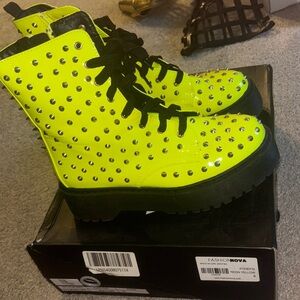 Fashion Nova Yellow Black Combat Boots